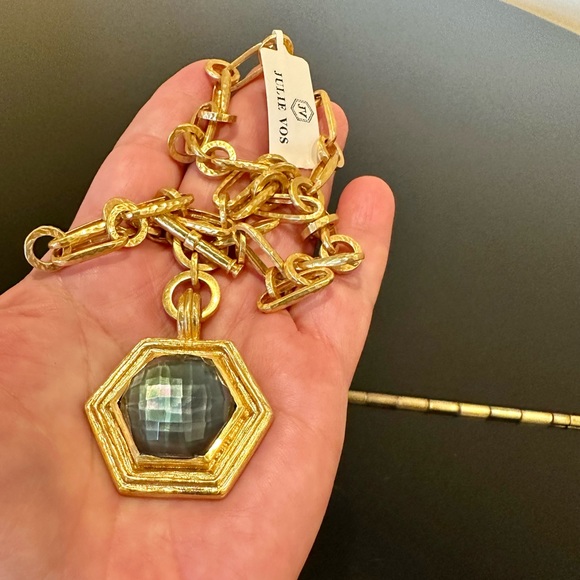 NWT Authentic Rare Luxury Julie Vos Iridescent Charcoal Blue Statement Necklace - Picture 15 of 17